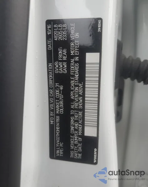 2017 Volvo S60 Platinum z USA, uszkodzony, nr VIN LYV402TM3HB141168